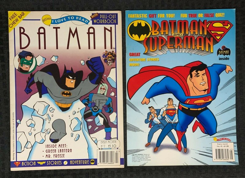 1994 I Love TO Read Batman & Superman Magazine #7 & 45 Fvf/vf- Redan (1994), raw comic book in VF- condition — front cover