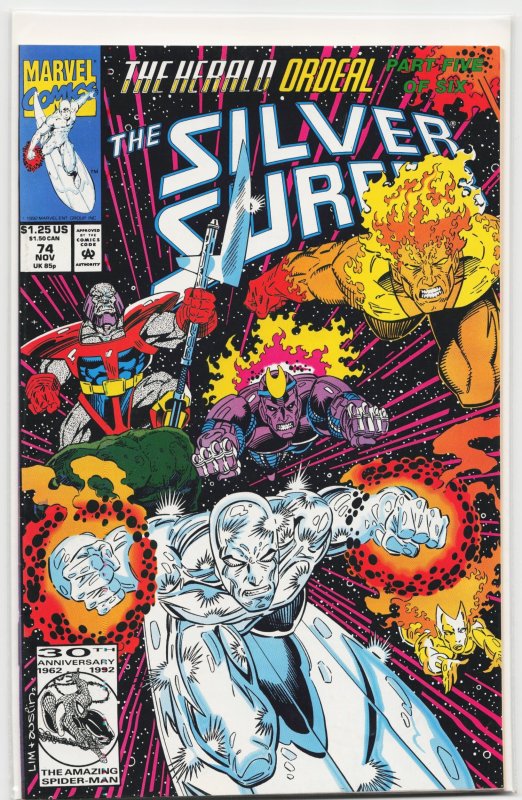 Silver Surfer #74 (Marvel Comics, 1992), raw, ungraded comic book — front cover