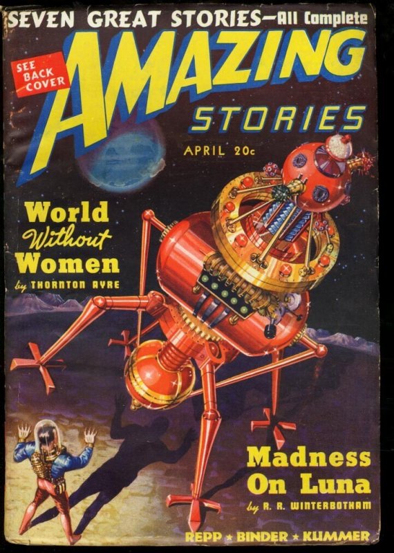 Pulp: Amazing Stories 1939 Apr-Cool Sci Fi Pulp-Roboto Cvr FN (1939), raw comic book in FN condition — front cover