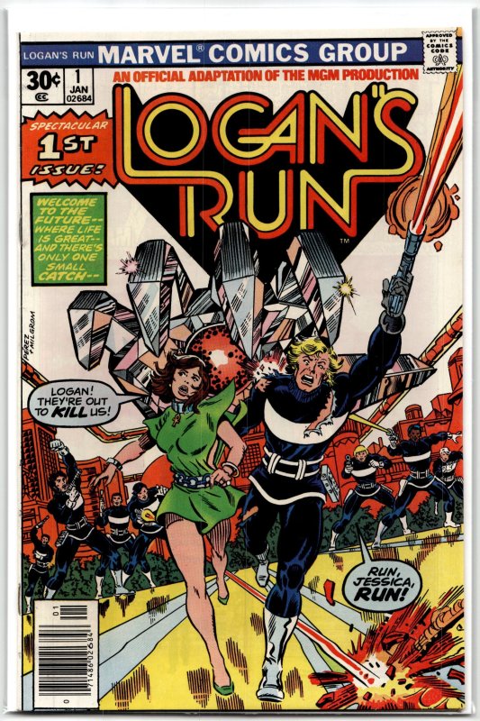 Logan's Run #1 (Marvel Comics, 1977), raw, ungraded comic book — front cover