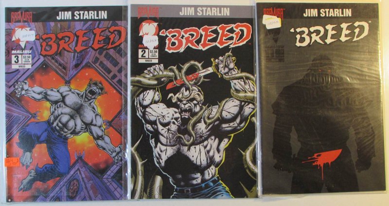 Breed Lot of 3 #1, 2, 3 Malibu Comics (1994) Bravura 1st Print Comic Books (1994), raw, ungraded comic book — front cover