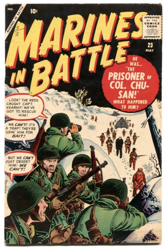 Marines in Battle #23 (Atlas Comics, 1958), raw comic book in FN condition — front cover