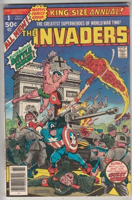 Invaders,The King-Size Annual #1, raw comic book in FN/VF condition — front cover