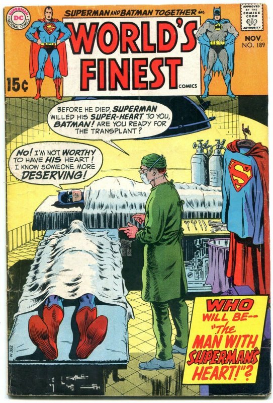 Worlds Finest #189 (DC Comics, 1969), raw comic book in VG condition — front cover