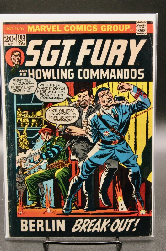 Sgt. Fury #103 (Marvel Comics, 1972), raw, ungraded comic book — front cover