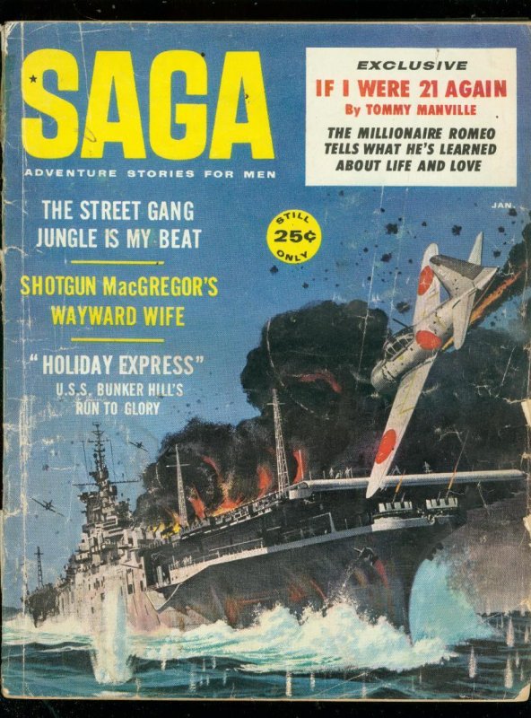 Mag: Saga Magazine Jan 1960-Cheesecake-Western & War Stories Fr (1960), raw comic book in FR condition — front cover