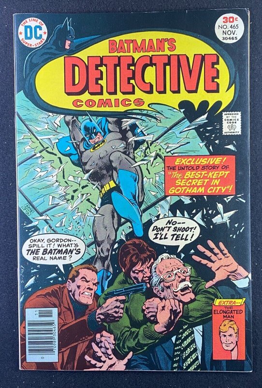 Detective Comics #465 (DC Comics, 1937), raw comic book in VF+ 8.5 condition — front cover