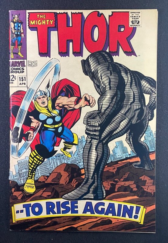 Thor #151 (Marvel Comics, 1966), raw comic book in VF+ 8.5 condition — front cover