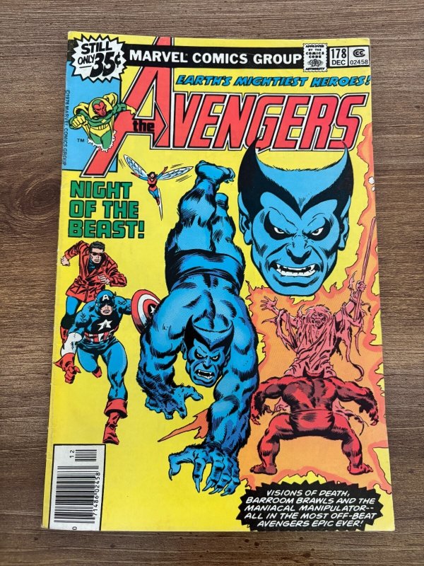 Avengers #178 (Marvel Comics), raw comic book in FN/VF condition — front cover