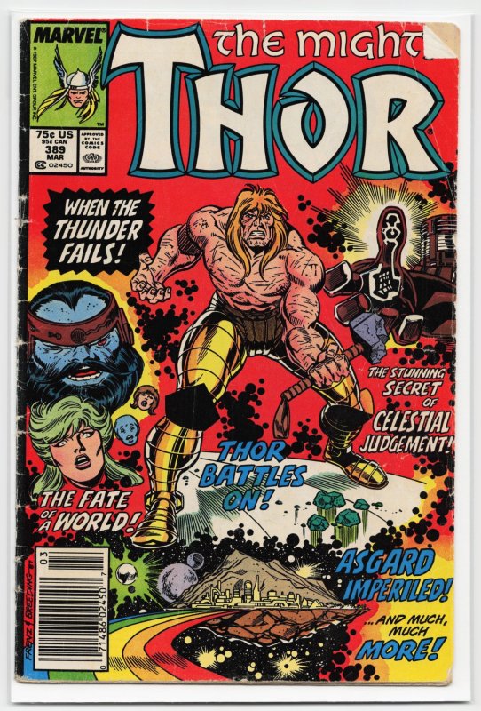 Thor #389 (Marvel Comics, 1988), raw, ungraded comic book — front cover