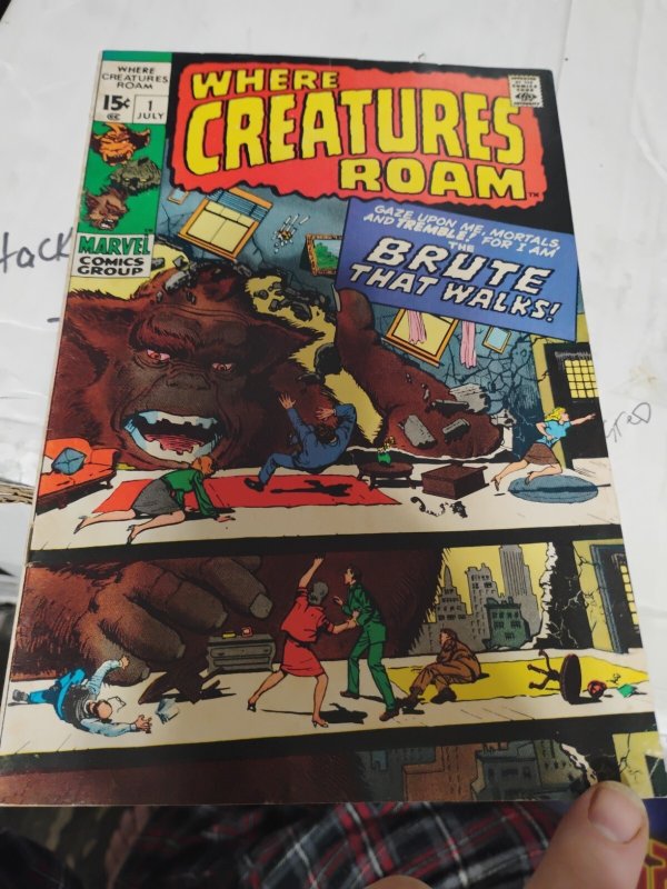 Where Creatures Roam #1 (Marvel Comics, 1970), raw, ungraded comic book — front cover