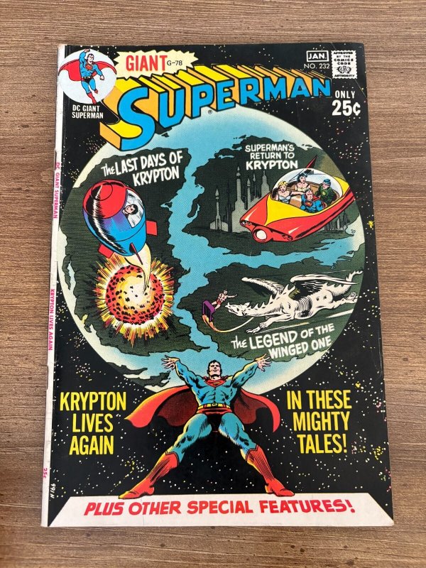 Superman #232 (DC Comics), raw comic book in FN/VF condition — front cover