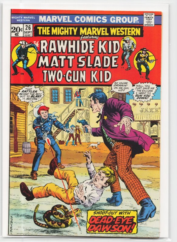The Mighty Marvel Western #26 (Marvel Comics, 1973), raw, ungraded comic book — front cover
