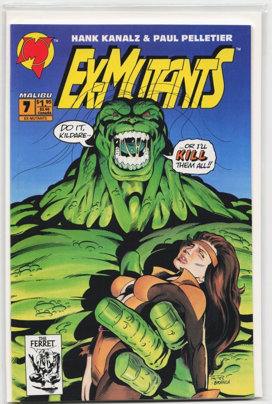 Ex-Mutants #7 (Malibu Comics, 1993), raw, ungraded comic book — front cover