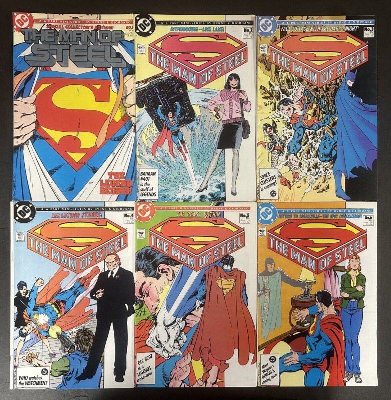 The Man of Steel (1986) #1-6 VF- Complete Set John Byrne (DC Comics, 1986), raw comic book in VF- condition — front cover