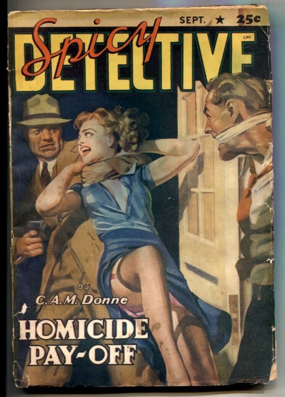 Pulp: Spicy Detective Pulp September 1941- Homicide Pay-Off- HJ Ward (1941), raw, ungraded comic book — front cover