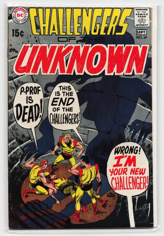 Challengers of the Unknown #69 (DC Comics, 1969), raw, ungraded comic book — front cover