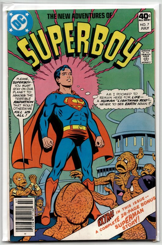 The New Adventures of Superboy #7 (DC Comics, 1980), raw, ungraded comic book — front cover