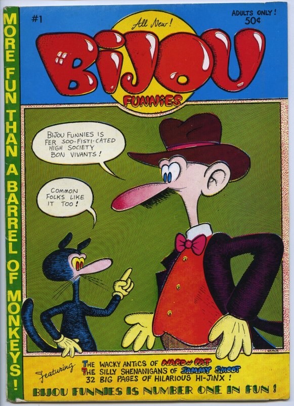 Bijou Funnies #1 - 4.5, WP - 1st Printing - Comix - Crumb, raw comic book in 4.5 condition — front cover