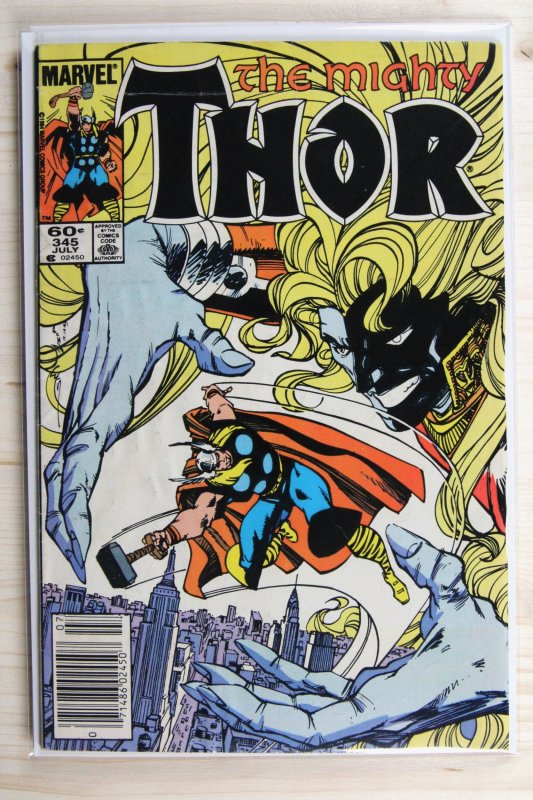 Thor #345 (Marvel Comics, 1984), raw comic book in VF+ 8.5 condition — front cover
