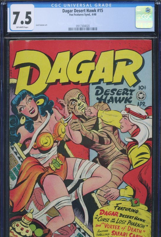 Dagar Desert Hawk #15, CGC 7.5 graded comic book, Universal Blue label — front cover in its holder