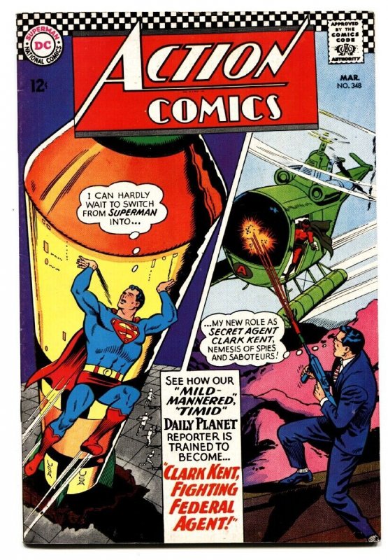 Action Comics #348 (DC Comics, 1967), raw comic book in VF condition — front cover