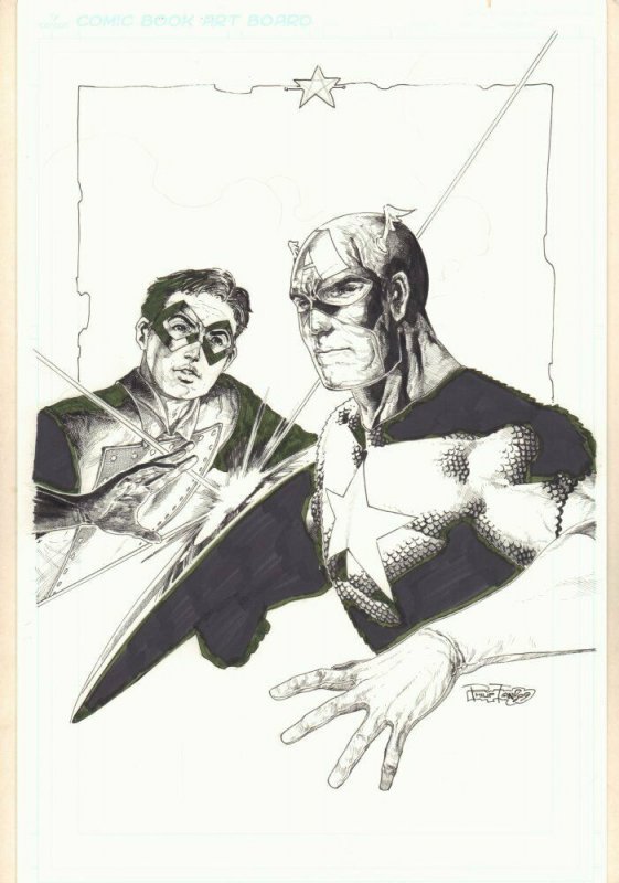 Captain America and Bucky Commission - 2009 Signed art by Philip Tan (2009), raw, ungraded comic book — front cover