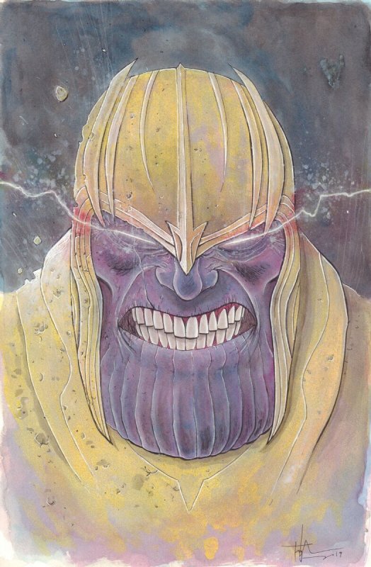 Thanos Full Color Painted Art - 2019 Signed art by Ben Templesmith (2019), raw, ungraded comic book — front cover