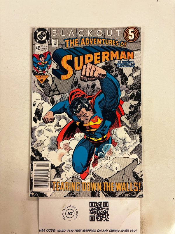 The Adventures of Superman #485 (DC Comics), raw comic book in NM condition — front cover