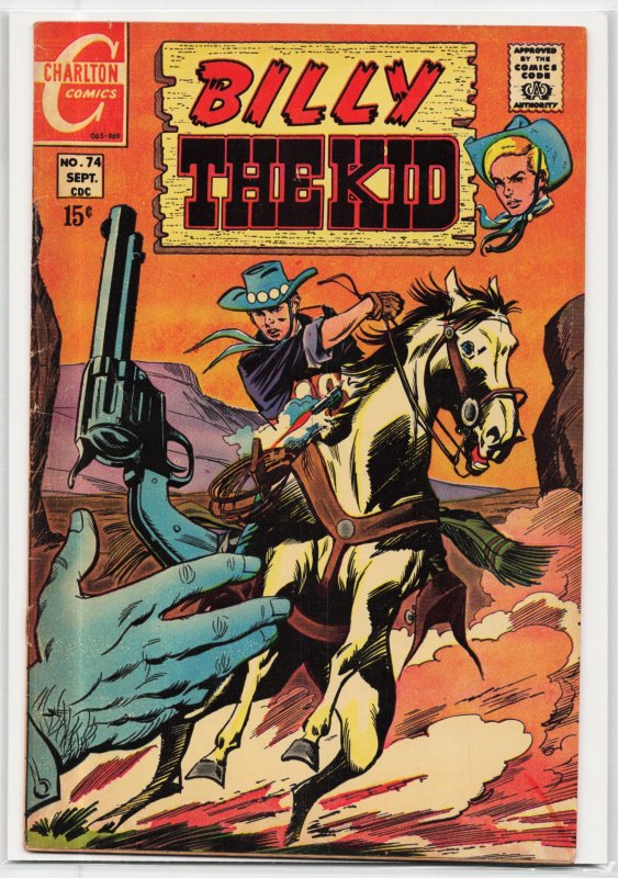Billy the Kid #74 (Charlton Comics, 1969), raw, ungraded comic book — front cover