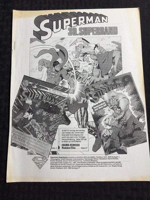 2011 Superman Superband German Fanzine #30 (2011), raw comic book in VG+ 4.5 condition — front cover