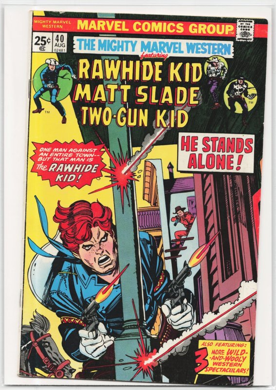 The Mighty Marvel Western #40 (Marvel Comics, 1975), raw, ungraded comic book — front cover