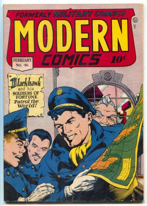 Modern Comics #46 (1946), raw comic book in VG condition — front cover