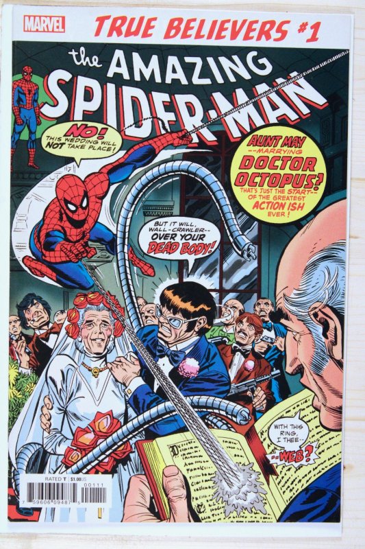 True Believers: Spider-Man Wedding Aunt May and Doc Ock #1 (Marvel Comics, 2019), raw comic book in 9.6 condition — front cover