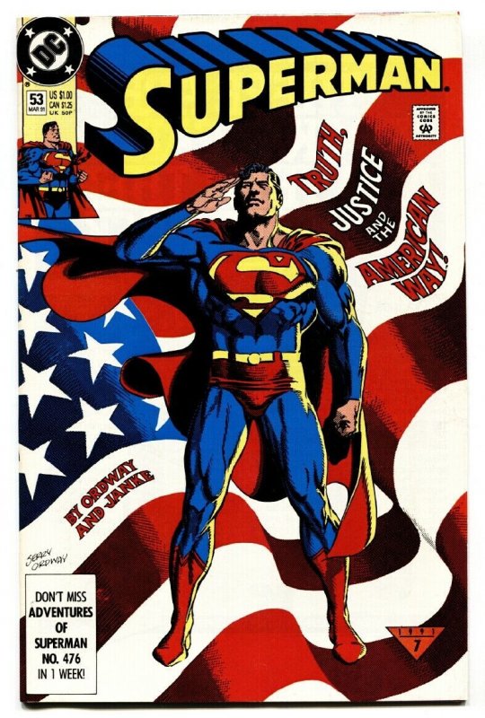 Superman #53-1991-classic Cover-dc- (DC Comics, 1991), raw, ungraded comic book — front cover