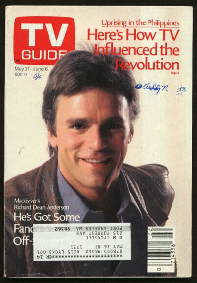 Mag: TV Guide 05/31/1986-Macgyver/margaret Colin/ferrets G, raw, ungraded comic book — front cover