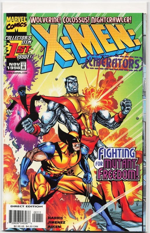 X-Men: Liberators #1 (Marvel Comics, 1998), raw, ungraded comic book — front cover
