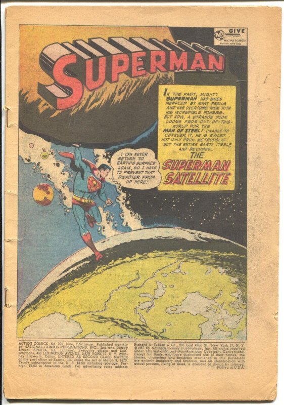 Action #229-1957-Superman-Tommy Tomorrow-Congo Billl-P (DC Comics), raw, ungraded comic book — front cover