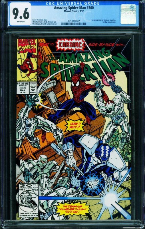 Amazing Spider-Man #360 (Marvel Comics, 1992), CGC 9.6 graded comic book, Universal Blue label — front cover in its holder
