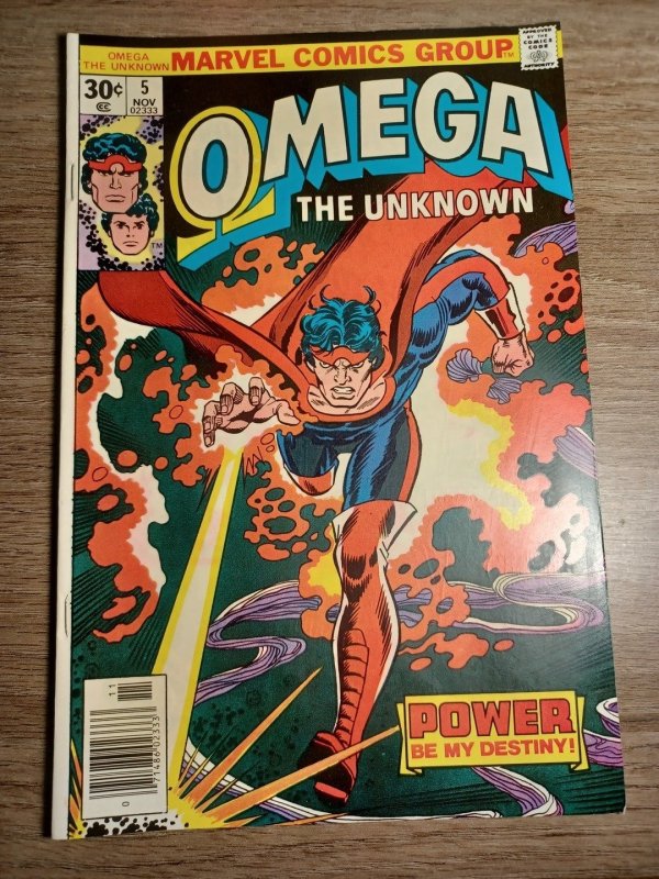 Omega the Unknown #5 (Marvel Comics, 1976), raw, ungraded comic book — front cover