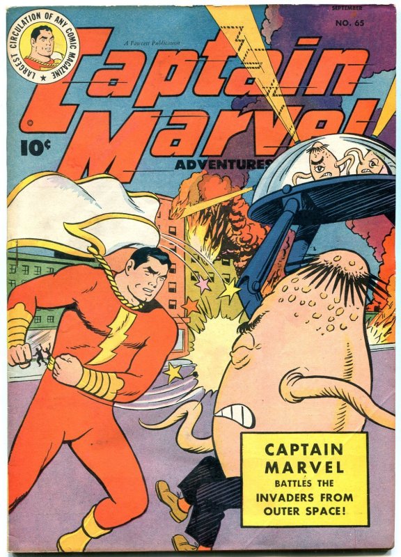 Captain Marvel Adventures #65 (Fawcett Publications, 1946), raw comic book in FN/VF condition — front cover