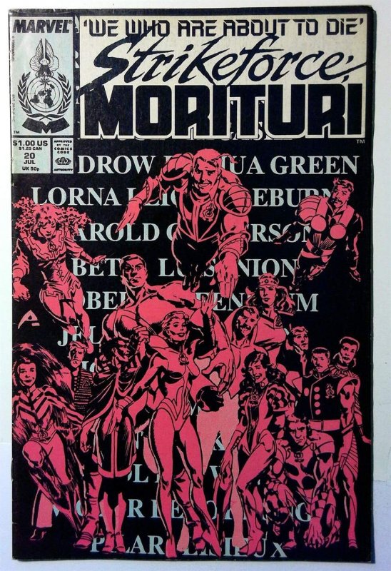Strikeforce: Morituri #20 (Marvel Comics, 1988), raw, ungraded comic book — front cover