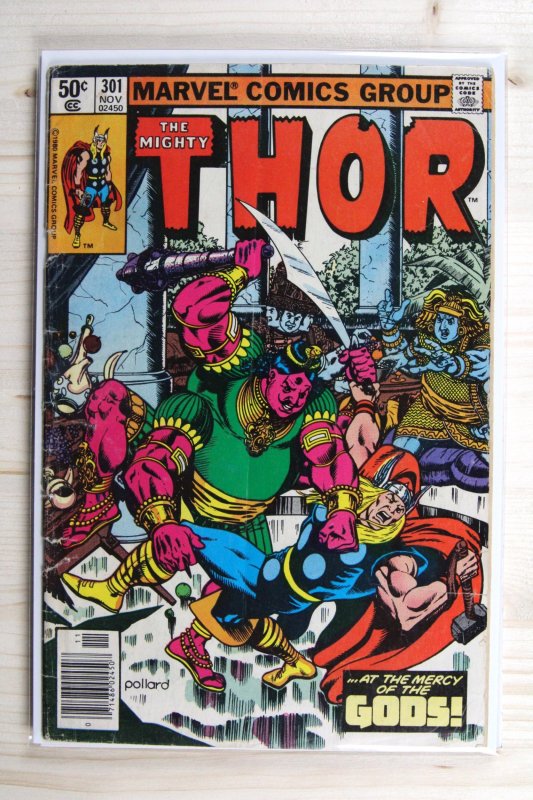 Thor #301 (Marvel Comics, 1980), raw comic book in VG+ 4.5 condition — front cover