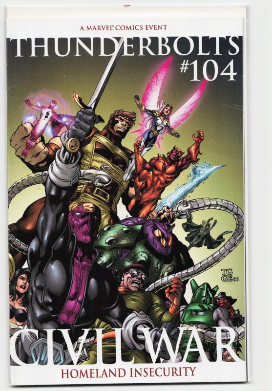 Thunderbolts #104 (Marvel Comics, 2006), raw, ungraded comic book — front cover