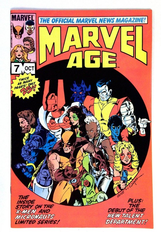 Marvel Age #7 (Marvel Comics, 1983), raw comic book in NM- condition — front cover