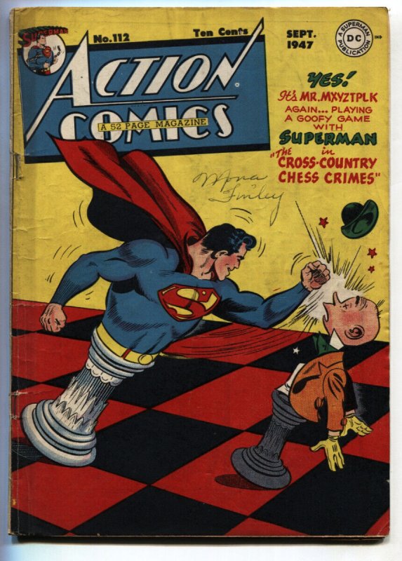 Action Comics #112 (DC Comics, 1947), raw comic book in VG condition — front cover