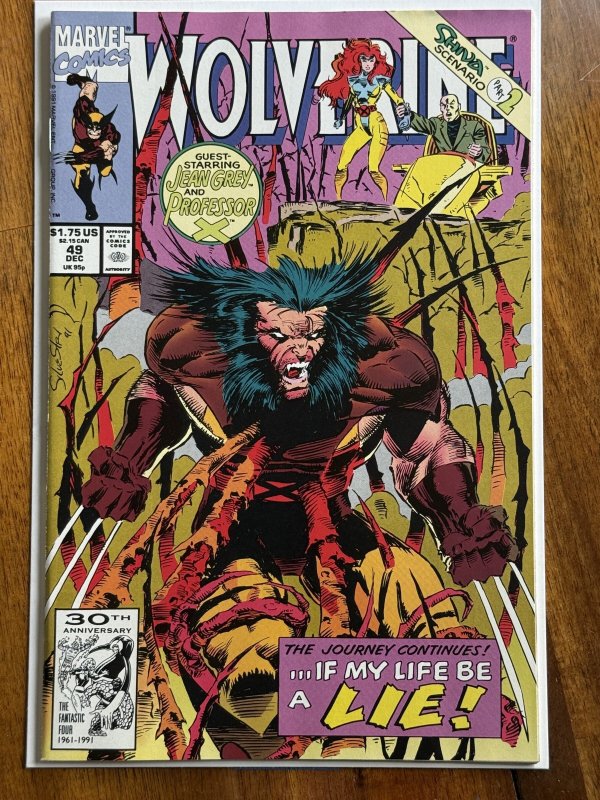 Wolverine #49 (Marvel Comics, 1991), raw comic book in VF/NM 9.0 condition — front cover