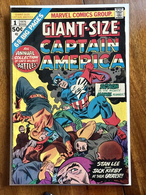 Giant-Size Captain America #1 (Marvel Comics, 1975), raw comic book in FN+ 6.5 condition — front cover