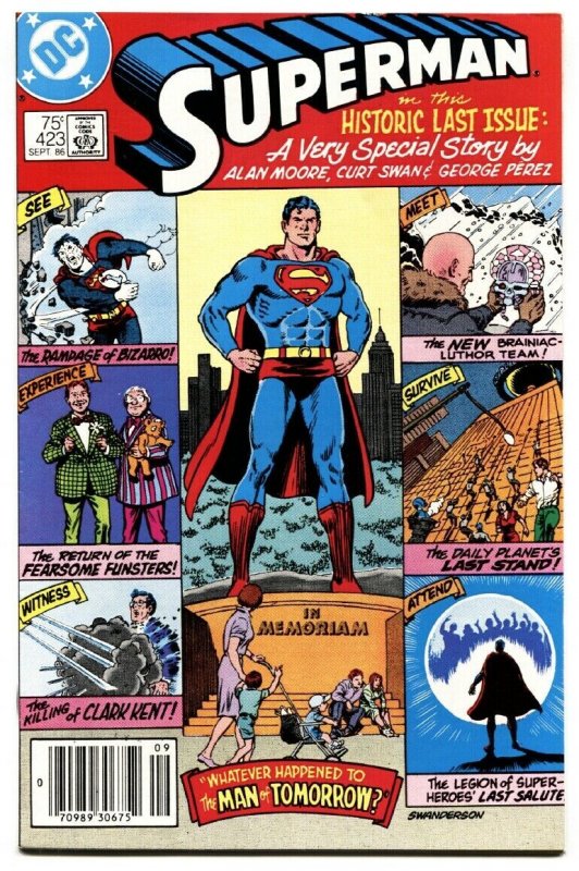 Superman #423 (DC Comics, 1986), raw, ungraded comic book — front cover