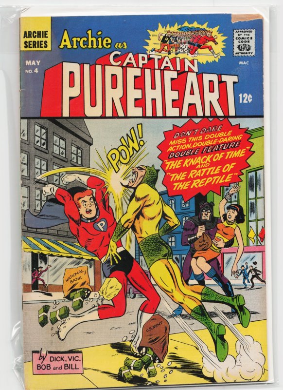 Archie as Captain Pureheart #4 (Archie Comics, 1967), raw, ungraded comic book — front cover